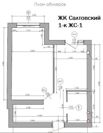 Планировка однокомнатной квартиры в ЖК Салтовский ЖС-1